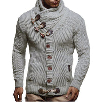 Men’s Knitted Jacket – High Collar Button‑Up Cardigan