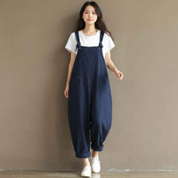 Women’s Oversized Dungarees – Cotton‑Linen Strappy Baggy Jumpsuit