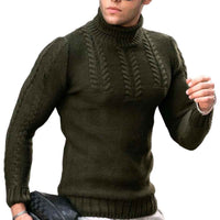 Men’s Turtleneck Twisted Knit Sweater – Long‑Sleeve Thermal Pullover