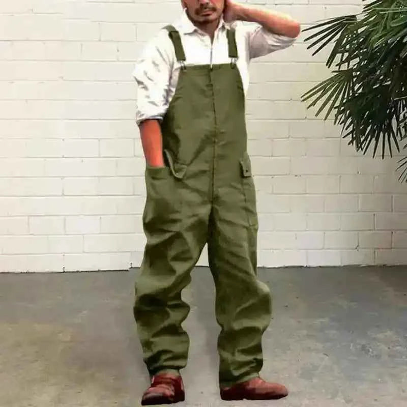 Men Denim Jumpsuit | Casual Retro Style Loose Fit Overalls