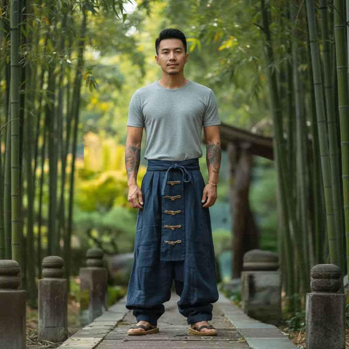 Cotton Linen Pants | Men's Ethnic Style Wide Leg Casual Trousers Dropified