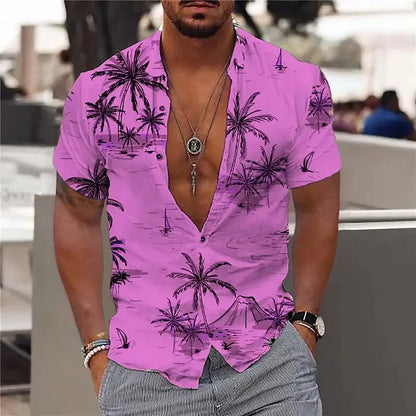 2024 Beach-Ready Men's Short Sleeve Coconut Tree Hawaiian Shirt - 3D Print (S to 5XL Available),Menwswear,apparel, mens tops, menswear, shirts,Lifestyle Travel Trading,AU,lifestyletraveltrading.com.au