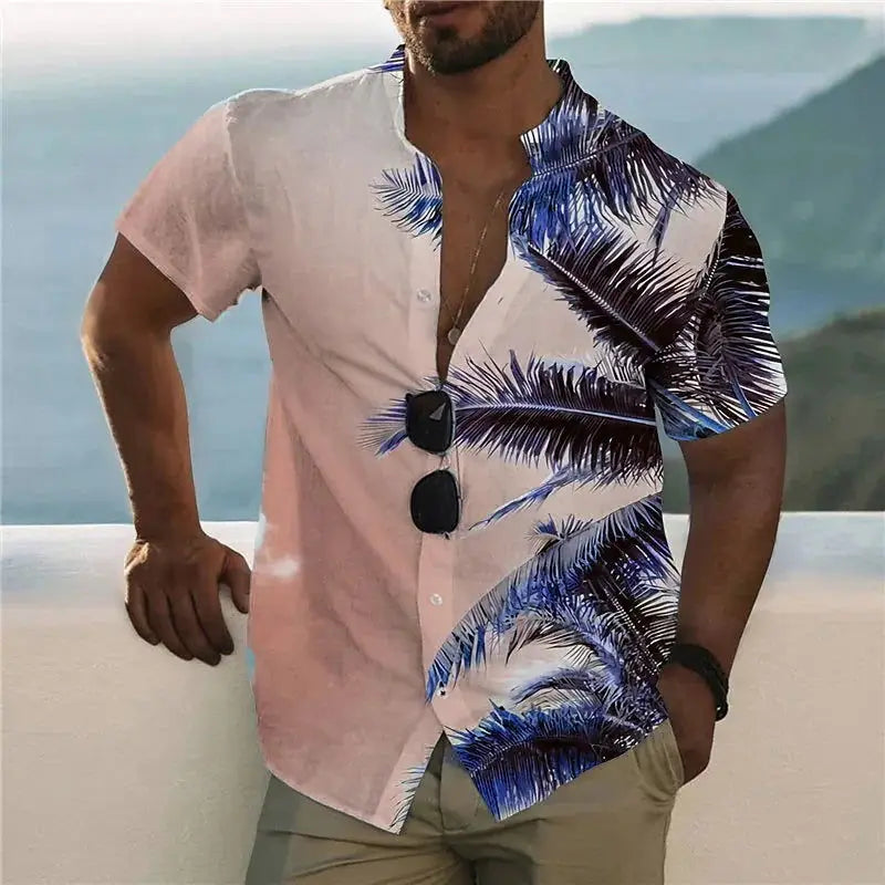 2024 Beach-Ready Men's Short Sleeve Coconut Tree Hawaiian Shirt - 3D Print (S to 5XL Available),Menwswear,apparel, mens tops, menswear, shirts,Lifestyle Travel Trading,AU,lifestyletraveltrading.com.au