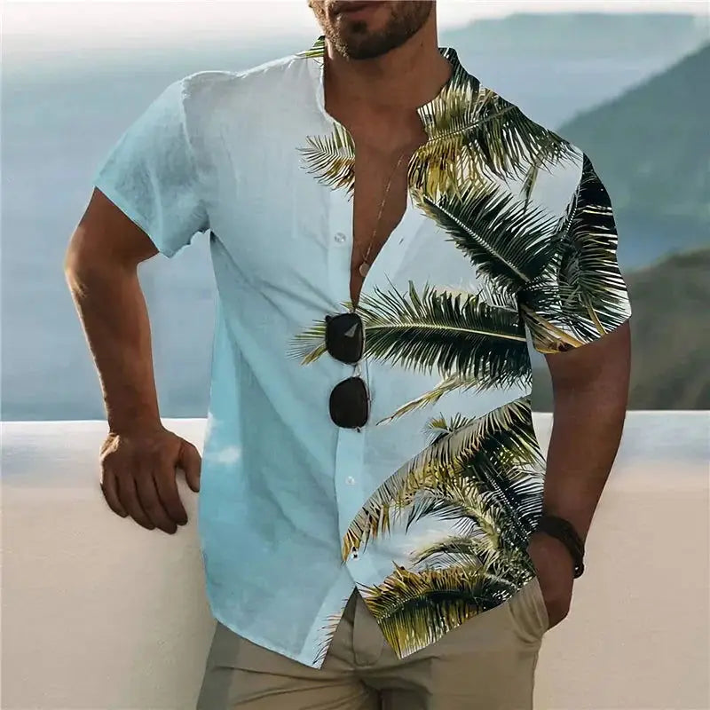 2024 Beach-Ready Men's Short Sleeve Coconut Tree Hawaiian Shirt - 3D Print (S to 5XL Available),Menwswear,apparel, mens tops, menswear, shirts,Lifestyle Travel Trading,AU,lifestyletraveltrading.com.au