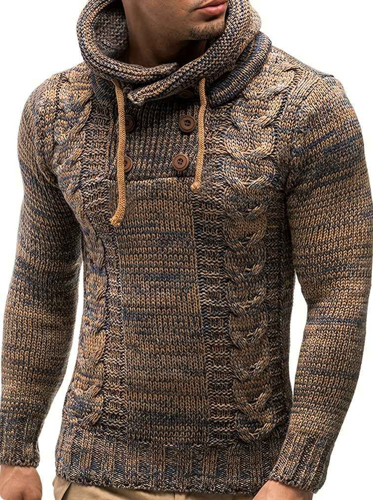 Hooded Turtleneck Sweater – Casual Knit Pullover
