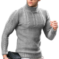 Men’s Turtleneck Twisted Knit Sweater – Long‑Sleeve Thermal Pullover