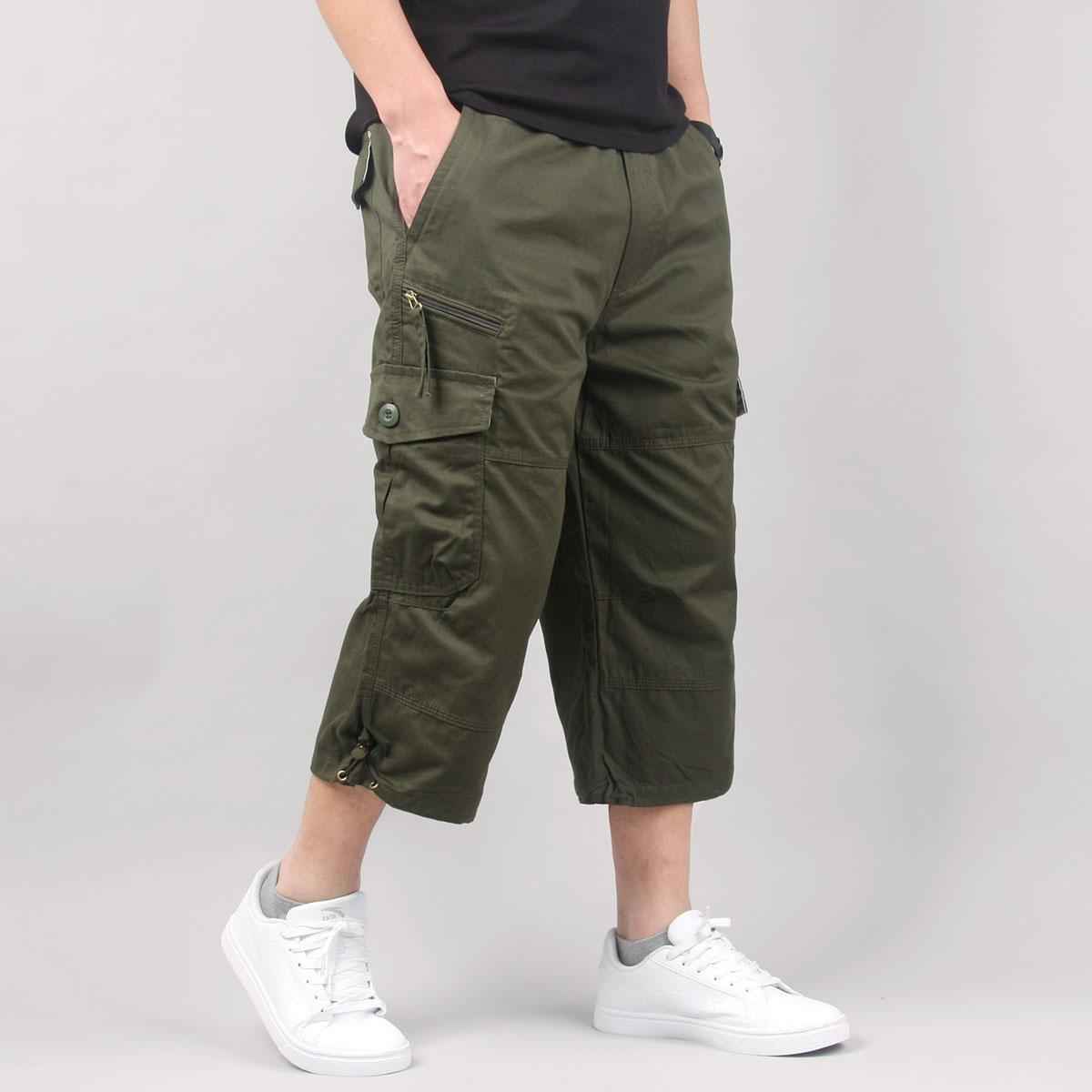 Men’s Cargo Shorts | Below‑Knee Capri, Elastic Waist