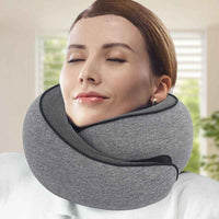 Memory Foam Travel Neck Pillow – Portable Comfort for Airplane & Car