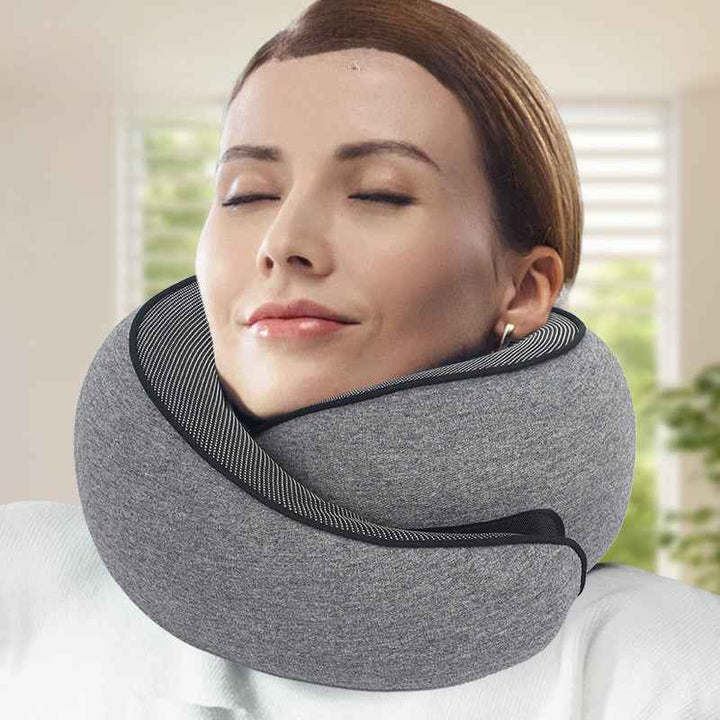 Memory Foam Travel Neck Pillow – Portable Comfort for Airplane & Car