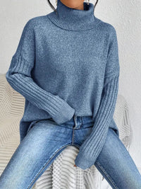 Women’s Irregular Turtleneck Sweater – Loose‑Fit Pullover in Multiple Colours