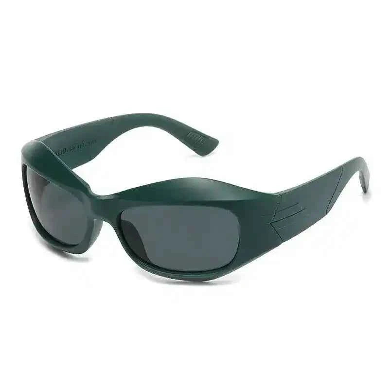 Curved Sports Sunglasses – Retro Y2K Steampunk Style - Lifestyle Travel Trading