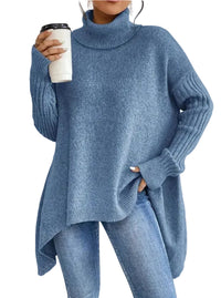 Women’s Irregular Turtleneck Sweater – Loose‑Fit Pullover in Multiple Colours