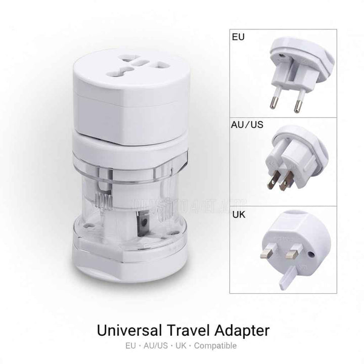 Three‑in‑One Travel Power Adapter – Compact Universal Plug