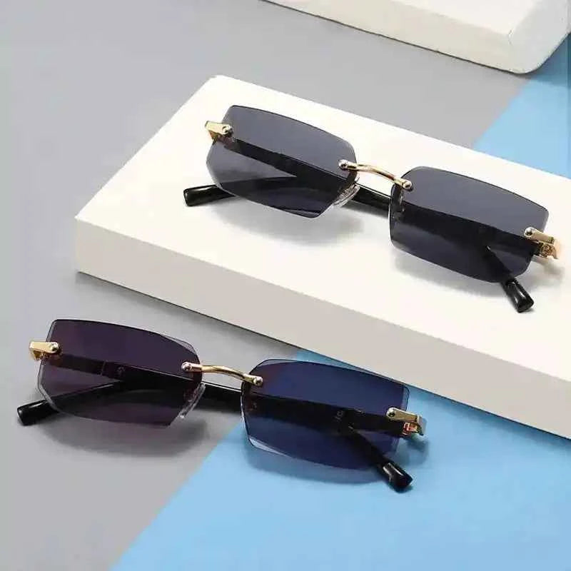 Rimless Square Sunglasses – Minimalist Fashion Shades - Lifestyle Travel Trading