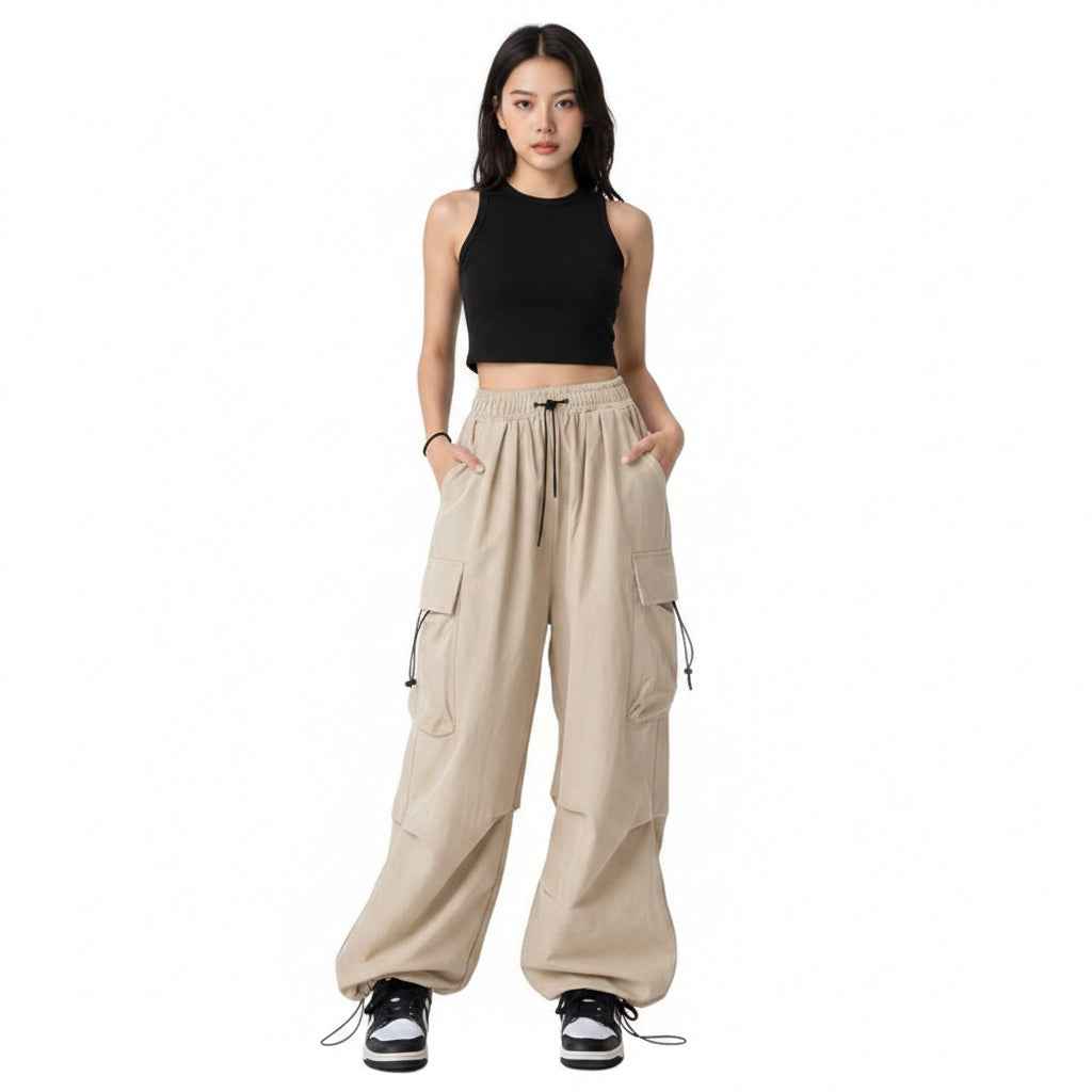 Women’s Retro Wide‑Leg Pants – Casual Straight‑Leg Tooling Trousers