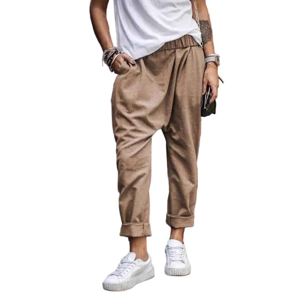 Women’s Harem Pants with Pockets – Streetwear Casual Trousers