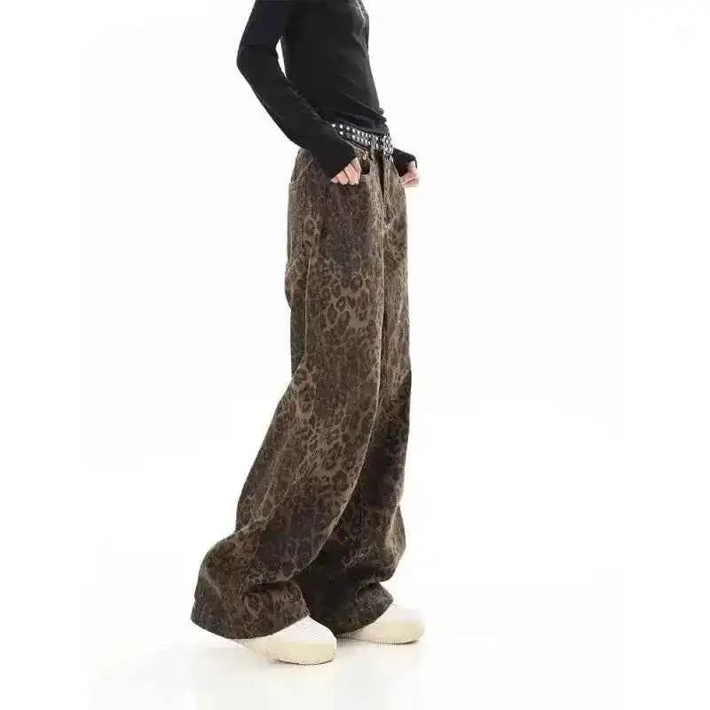 Leopard Print Pants | Women's Vintage Straight Leg Trousers