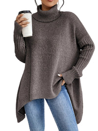 Women’s Irregular Turtleneck Sweater – Loose‑Fit Pullover in Multiple Colours