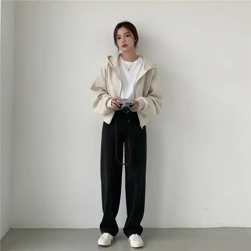 Fleece-Lined Women Hoodie | Cropped Zip-Up Warm Hooded Sweatshirt Dropified