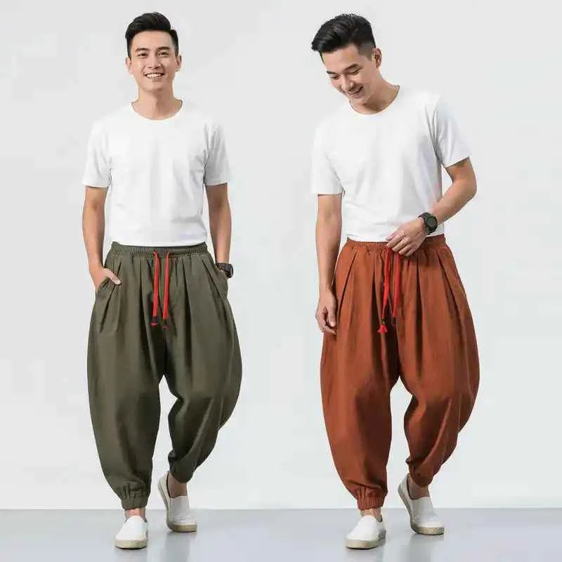 Men Loose Harem Pants | Chinese Linen Casual Trousers