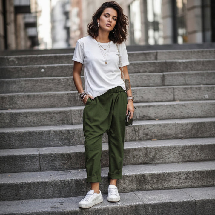 Women’s Harem Pants with Pockets – High‑Waist Casual Streetwear Trousers