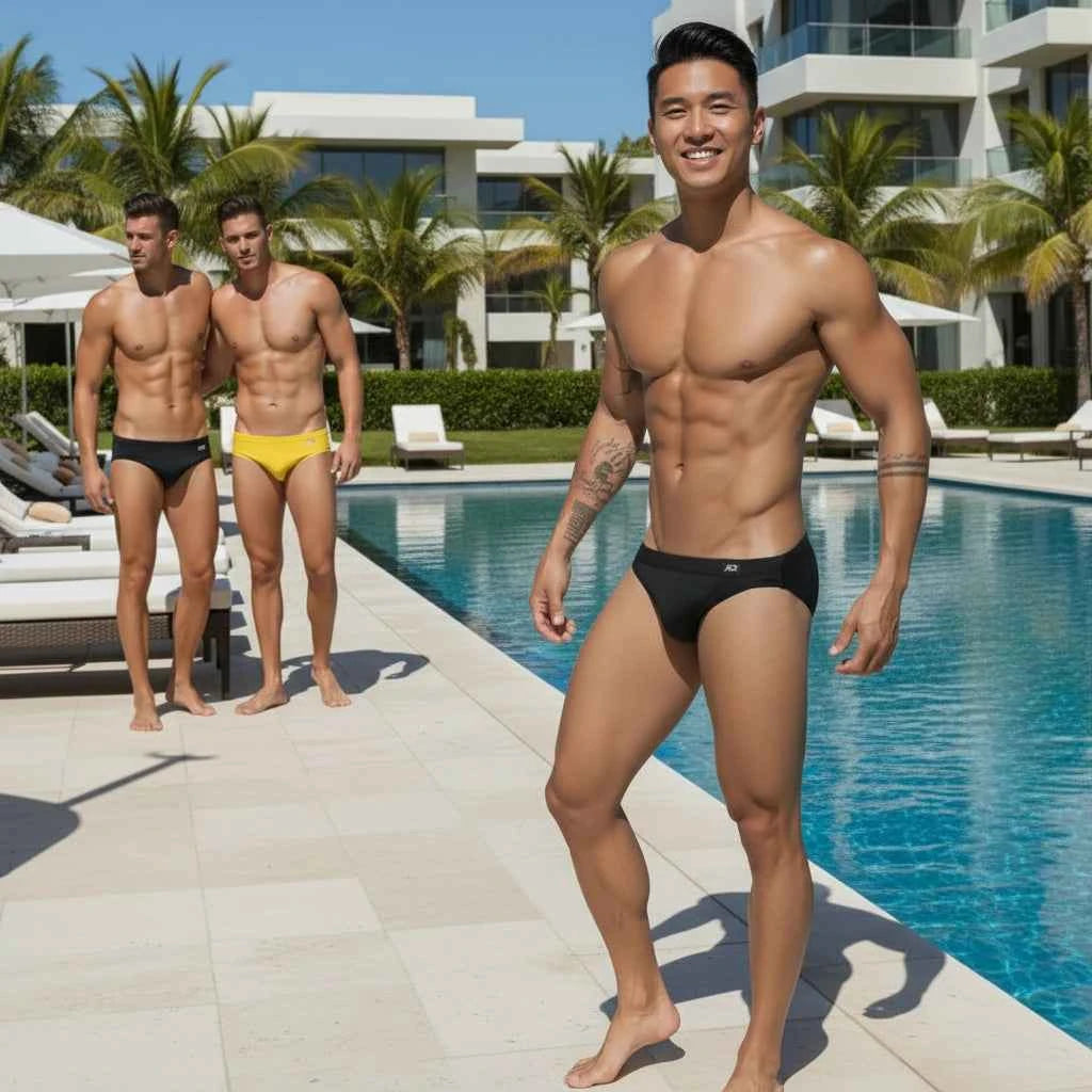 Men's Neon Swim Briefs | Push‑Up Solid Colour Sunga Swimwear