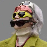 Curved Sports Sunglasses – Retro Y2K Steampunk Style - Lifestyle Travel Trading