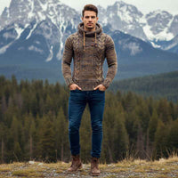 Hooded Turtleneck Sweater – Casual Knit Pullover