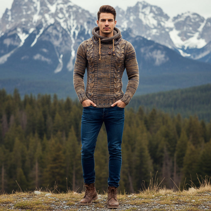 Hooded Turtleneck Sweater – Casual Knit Pullover