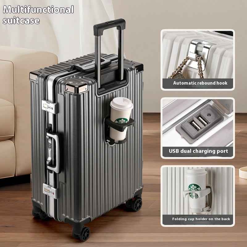 Aluminium Frame Trolley Suitcase – Large‑Capacity Luggage with Combination Lock