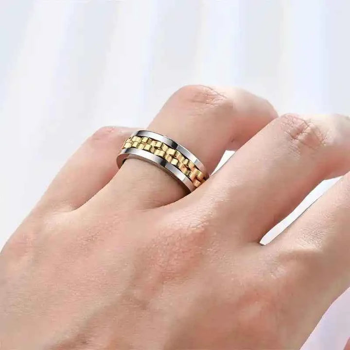 Anti-Stress Spinner Ring | Gear-Chain Rotating Band