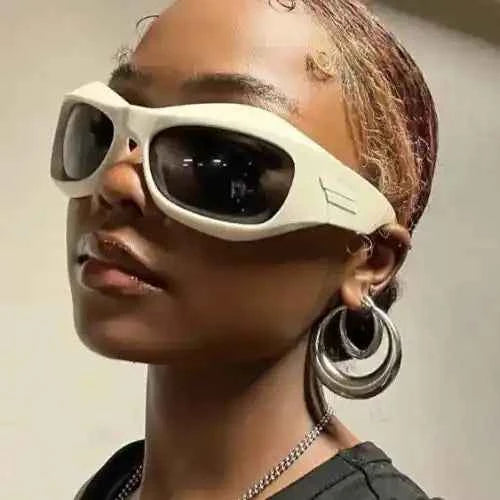 Curved Sports Sunglasses – Retro Y2K Steampunk Style - Lifestyle Travel Trading