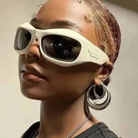 Curved Sports Sunglasses – Retro Y2K Steampunk Style - Lifestyle Travel Trading
