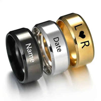 Personalized Stainless Steel Engrave Titanium Ring Customized Name Date Texts Signature Handwriting Men Women Unisex Ring Gift - Lifestyle Travel Trading