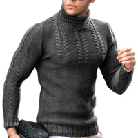Men’s Turtleneck Twisted Knit Sweater – Long‑Sleeve Thermal Pullover