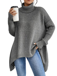 Women’s Irregular Turtleneck Sweater – Loose‑Fit Pullover in Multiple Colours