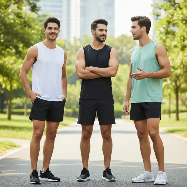 Men's Ice Silk Mesh Vest Lightweight Sports Summer Wear Sleeveless T-shirt Tank Top Casual Fashion Outerwear Lifestyle Travel Trading