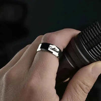 Personalized Stainless Steel Engrave Titanium Ring Customized Name Date Texts Signature Handwriting Men Women Unisex Ring Gift - Lifestyle Travel Trading