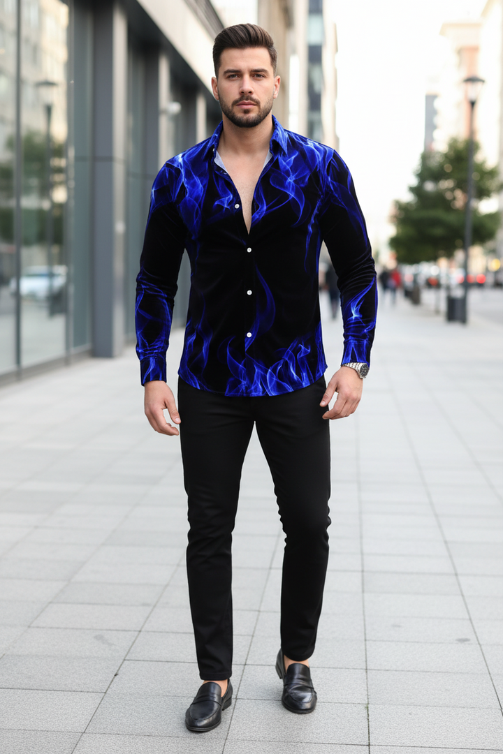 Men's Casual Flame Print Shirts - Spring & Autumn Collection - Lifestyle Travel Trading