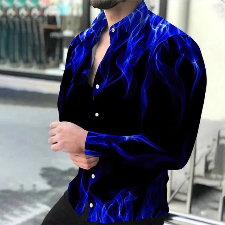 Men's Casual Flame Print Shirts - Spring & Autumn Collection - Lifestyle Travel Trading