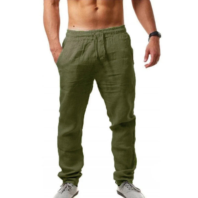 Men's Cotton Linen Drawstring Sport Pants | Breathable Comfort