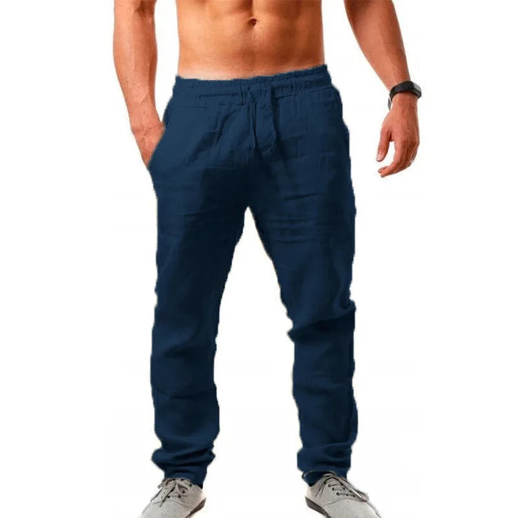 Men's Cotton Linen Drawstring Sport Pants | Breathable Comfort