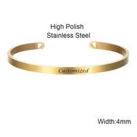 Gold stainless steel personalized engraved name bracelet