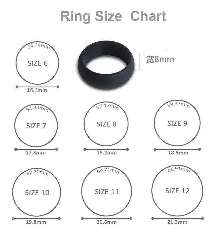 6-12 Size Hypoallergenic Flexible FDA-Approved Silicone Rings for Men and Women - 3-Piece Set of Eco-Friendly Rubber