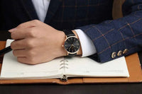 Luxury Business Men’s Watch – Ultra‑Thin Gold Quartz