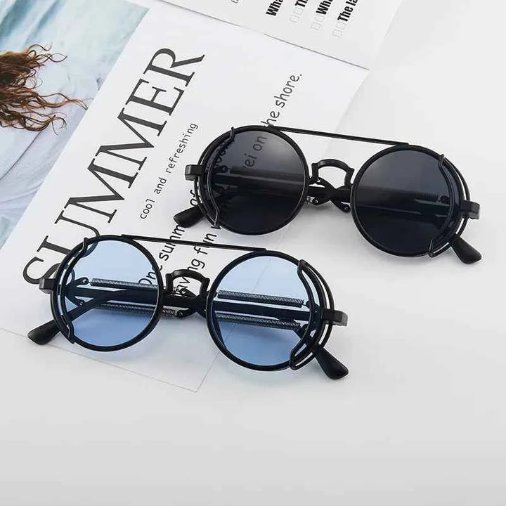 Gothic Steampunk Sunglasses – Retro Circular Frame
