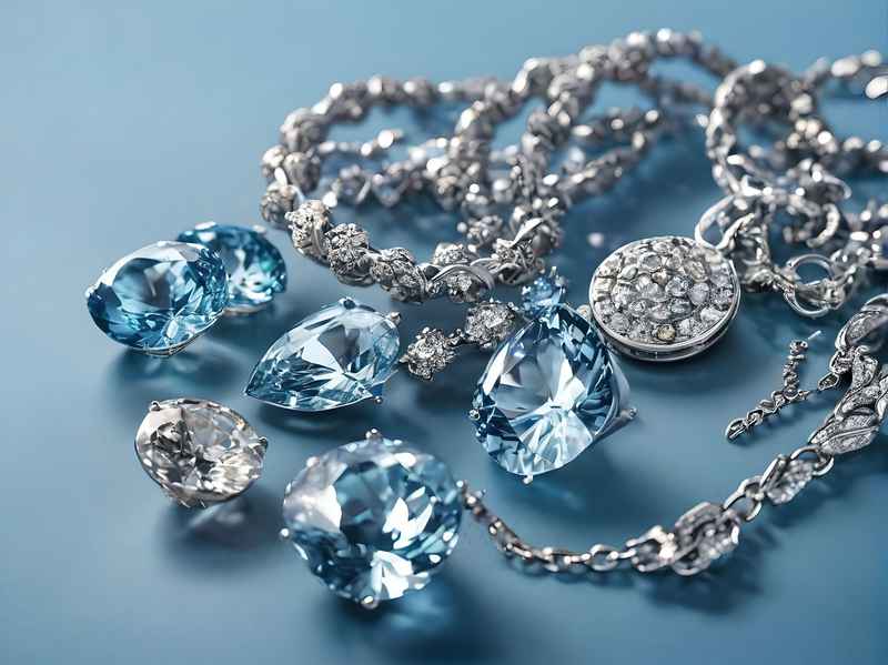 Jewellery Bundle Builder - Buy & Save | Custom Packages featuring silver and blue gemstone jewelry sets with intricate designs on a blue background.