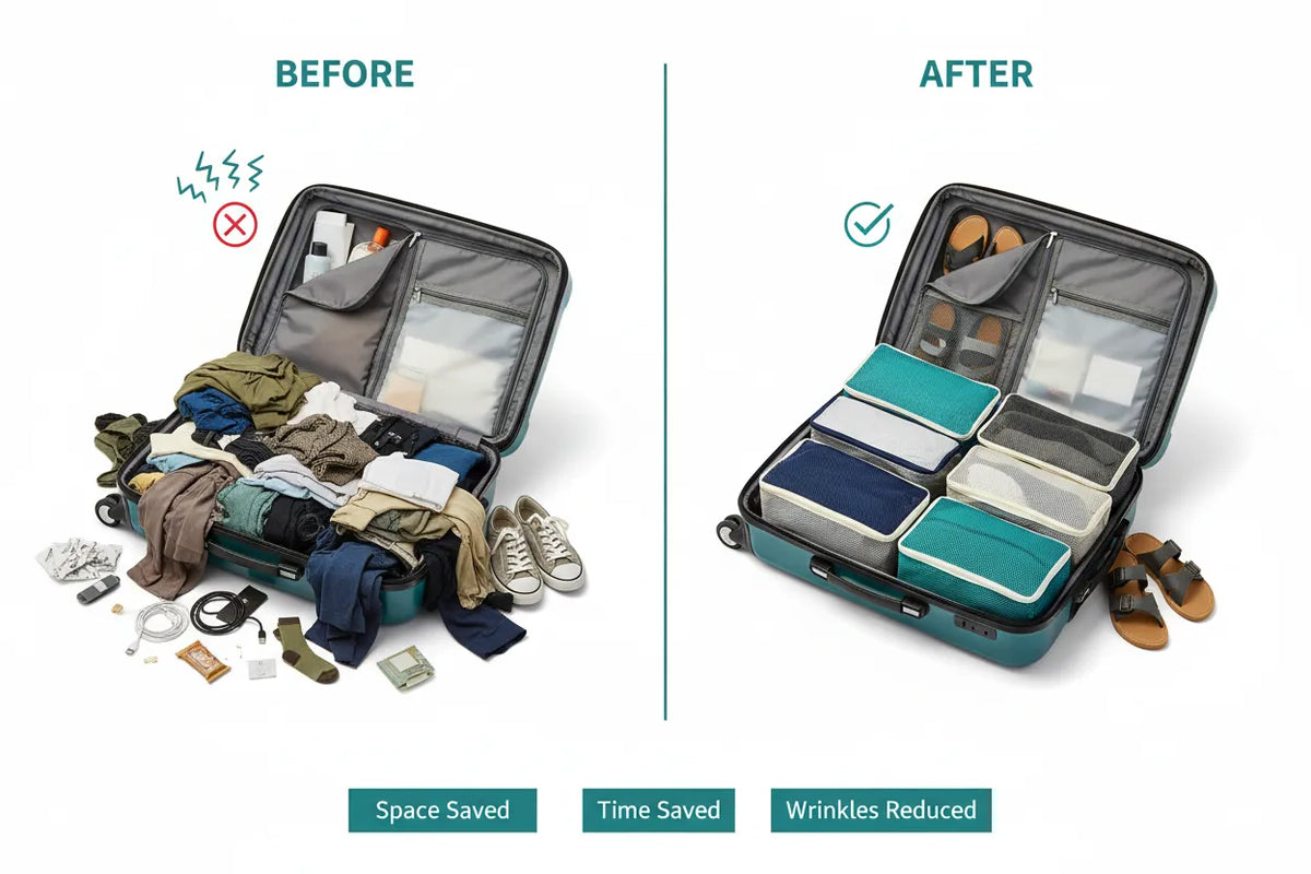 Travel Packing Cubes 4-Piece Set – Lightweight Compression Organiser | 4 Colours