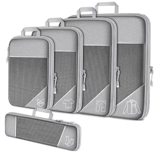 Travel Organiser Bag Set – Compression Packing Cubes (5‑Piece)