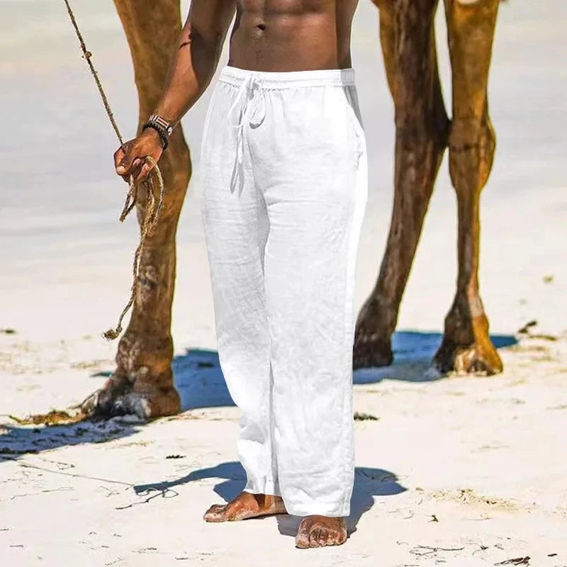 Men's Cotton Linen Drawstring Sport Pants | Breathable Comfort
